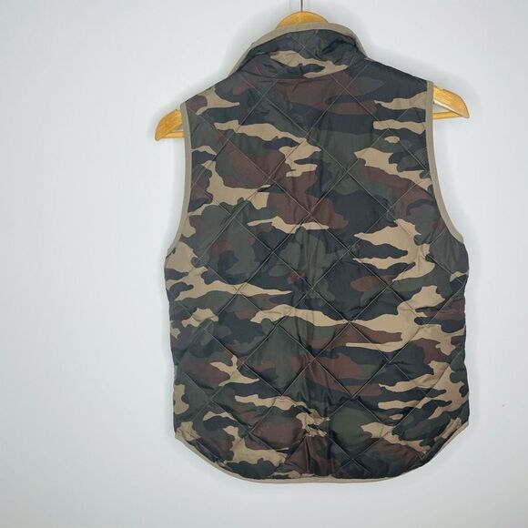 J Crew Puffer Vest Camo Camouflage Print Double Zip Quilted Blogger Favorite S - Picture 4 of 6